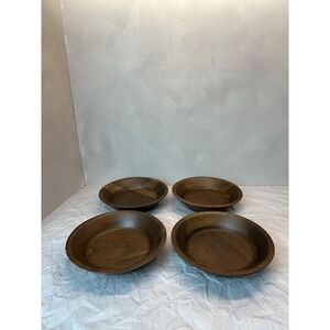 Vintage Walnut Salad Bowls Set of 4 Wood Grain Heirloom Quality MCM 7 inch
